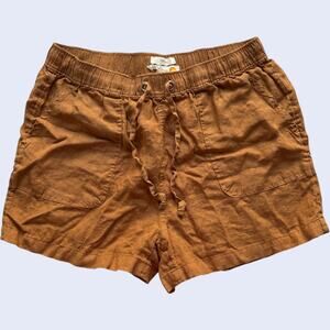 Free California L Boho Linen Shorts Caramel Brown Relaxed Fit Summer